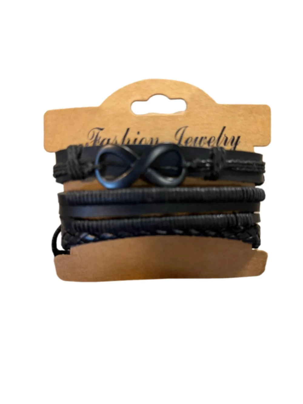 Infinity Multi-Layer Stacking Bracelets Faux Leather One Size Black